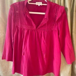 Sezane Silk Pink Embroidered Blouse